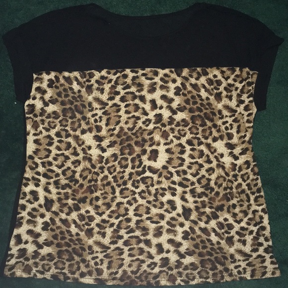 Mesh & Leopard Print Top - Picture 4 of 5